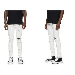 Purple P001 Optic White Paint Blowout Jeans Size 34/32 NWOT size 40